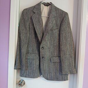 Men's John Alexander Herringbone  Tweed Blazer Grey GUC Made in USA